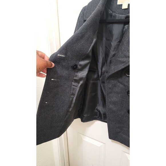 Michael Kord Gray Wool Blend Double-Breasted Peacoat  Size S - Picture 6 of 15